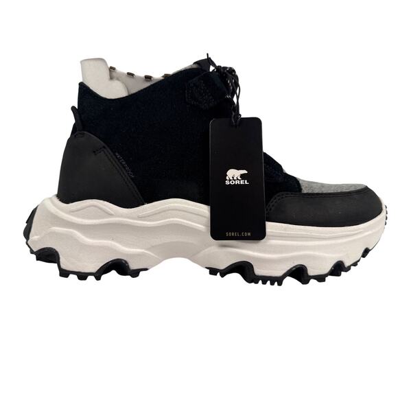 Sorel Sneaker Boot Kinetic Breakthru Caribou Womens 9.5 Black Suede Insulated WP - Picture 2 of 12